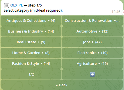 OLX.PL categories in scanuabot
